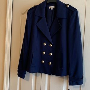 Tahari Blue Jacket Size 16 with Gold Buttons Accent NWT